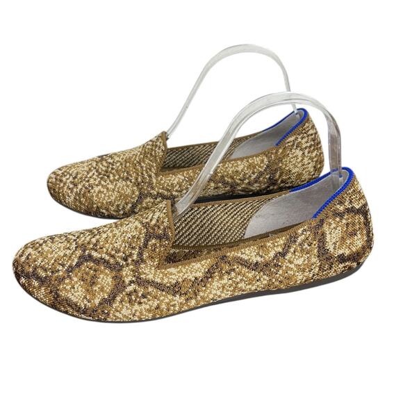 Rothy’s The Loafer Bronze Python Slip-On Flat Shoes Almond Toes Size 9.5 - Picture 1 of 9